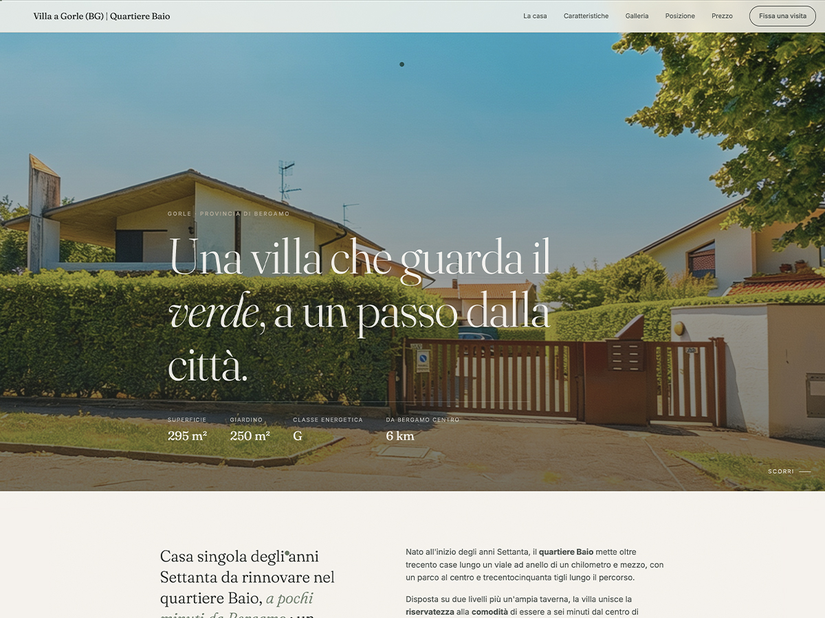 Anteprima della pagina realizzata per la villa di Gorle
